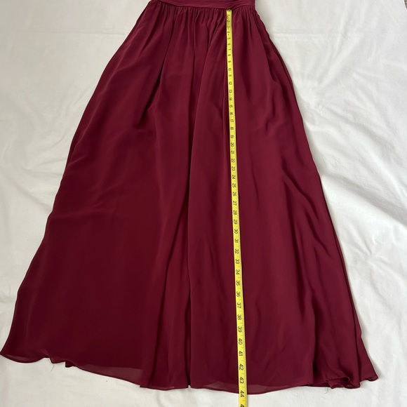 Azazie Natasha A-Line Pleated Chiffon Bridesmaid Dress Burgundy Size 4 - Picture 8 of 10